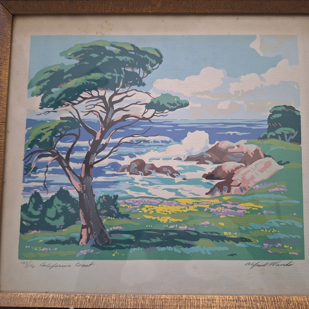 Coastal Landscape Art Print with Gold Frame